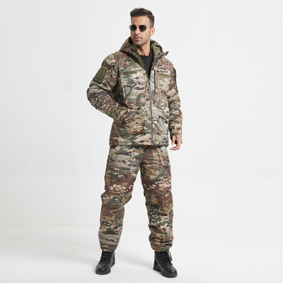 abrigo de invierno de fibra de poliéster con collar de soporte colores sólidos camuflaje cierre de cremallera